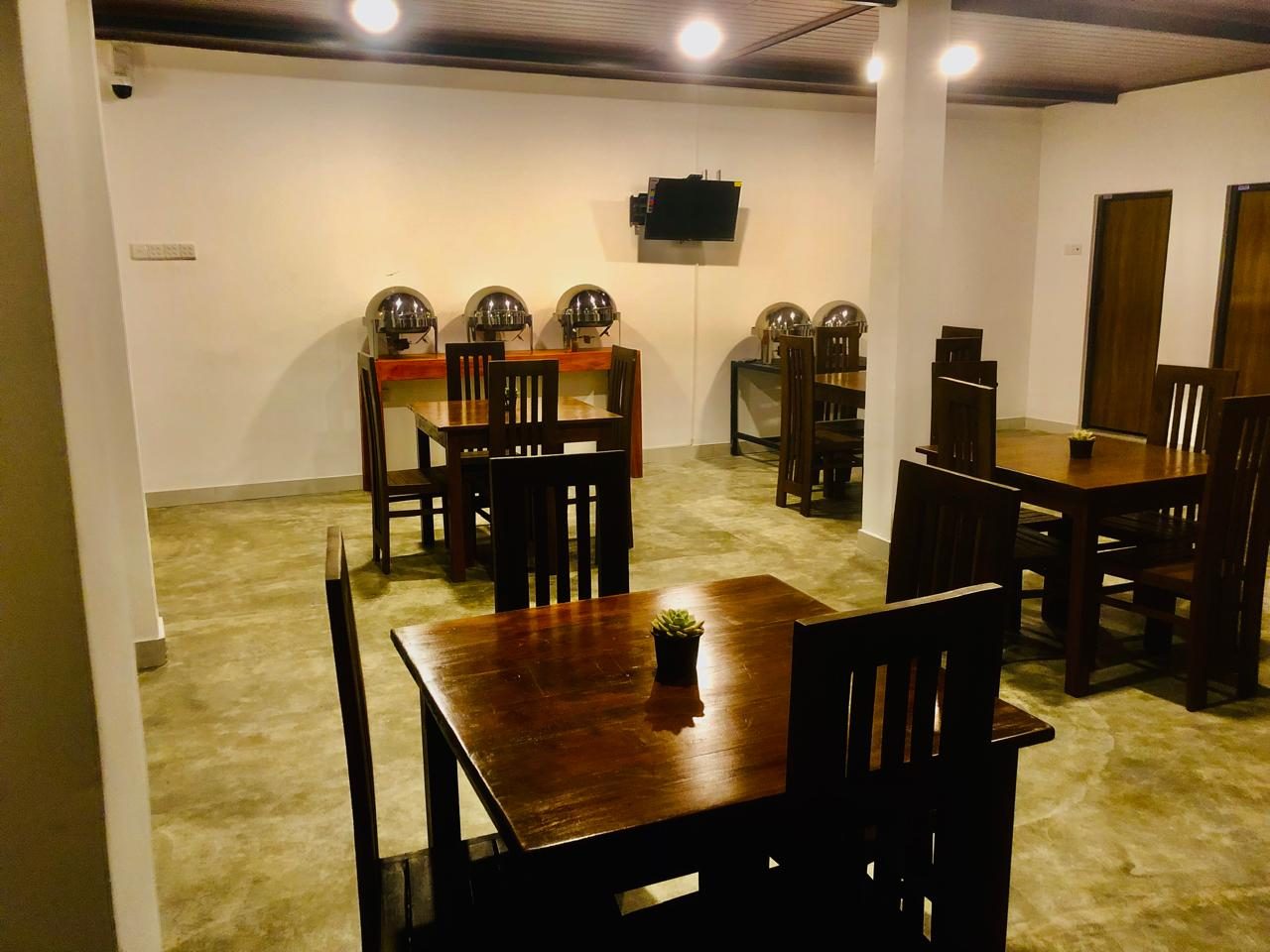 Restaurant with the buffet counter set up